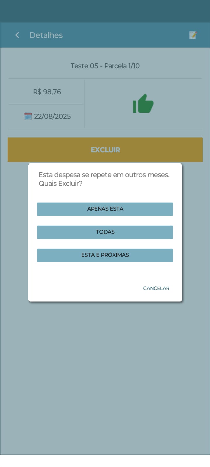 Tela de edição da despesa